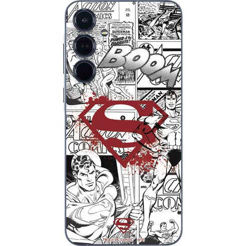 DC Comics Superman Comic Pattern Logo in Red Galaxy A35 5G Skin